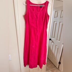 J. Peterman Vibrant Pink Linen Maxi Dress Sz 12